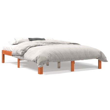 vidaXL Estructura de cama madera maciza pino marrón cera 120x190 cm