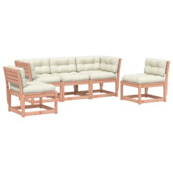vidaXL Set de sofás jardín 5 pzas con cojines madera maciza Douglas