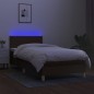 vidaXL Cama box spring con colchón LED tela marrón oscuro 80x200 cm vidaXL Cama box spring con colchón LED tela marrón oscuro 80x200 cm