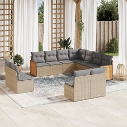 vidaXL Set de sofás de jardín 11pzas con cojines ratán sintético beige