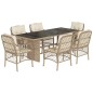 vidaXL Set comedor de jardín 7 pzas con cojines ratán sintético beige vidaXL Set comedor de jardín 7 pzas con cojines ratán sintético beige
