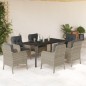 vidaXL Set comedor jardín 7 pzas y cojines ratán sintético gris claro vidaXL Set comedor jardín 7 pzas y cojines ratán sintético gris claro