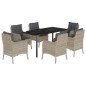 vidaXL Set comedor jardín 7 pzas y cojines ratán sintético gris claro vidaXL Set comedor jardín 7 pzas y cojines ratán sintético gris claro