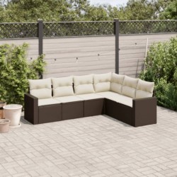 vidaXL Set sofás de jardín 6 piezas y cojines ratán sintético marrón