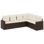 vidaXL Set sofás de jardín 6 piezas y cojines ratán sintético marrón vidaXL Set sofás de jardín 6 piezas y cojines ratán sintético marrón