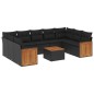 vidaXL Set de sofás de jardín 10 pzas cojines ratán sintético negro