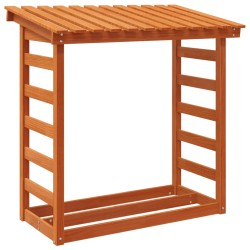 vidaXL Leñero de madera maciza pino marrón cera 108x64,5x110 cm