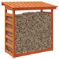 vidaXL Leñero de madera maciza pino marrón cera 108x64,5x110 cm