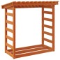 vidaXL Leñero de madera maciza pino marrón cera 108x64,5x110 cm