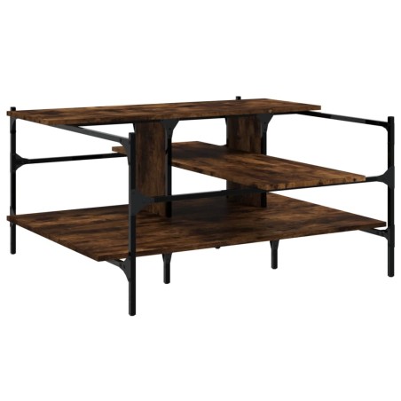 vidaXL Mesa de centro madera ingeniería roble ahumado 100x100x48,5 cm