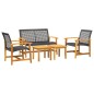vidaXL Juego de bistro de 5 piezas ratán PE negro y madera de acacia vidaXL Juego de bistro de 5 piezas ratán PE negro y madera de acacia