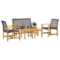 vidaXL Juego de bistro de 5 piezas ratán PE negro y madera de acacia vidaXL Juego de bistro de 5 piezas ratán PE negro y madera de acacia