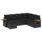 vidaXL Set de comedor de jardín 7 pzas y cojines ratán sintético negro vidaXL Set de comedor de jardín 7 pzas y cojines ratán sintético negro