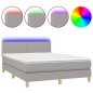 vidaXL Cama box spring colchón y luces LED tela gris claro 140x200 cm vidaXL Cama box spring colchón y luces LED tela gris claro 140x200 cm