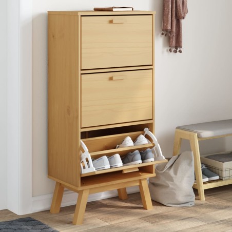 vidaXL Zapatero OLDEN madera maciza de pino marrón 55x35x120 cm