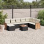 vidaXL Set de sofás de jardín 8 piezas y cojines ratán sintético negro vidaXL Set de sofás de jardín 8 piezas y cojines ratán sintético negro
