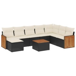 vidaXL Set de sofás de jardín 8 piezas y cojines ratán sintético negro