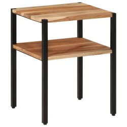 vidaXL Mesa auxiliar de madera maciza acacia y hierro 35x35x45 cm