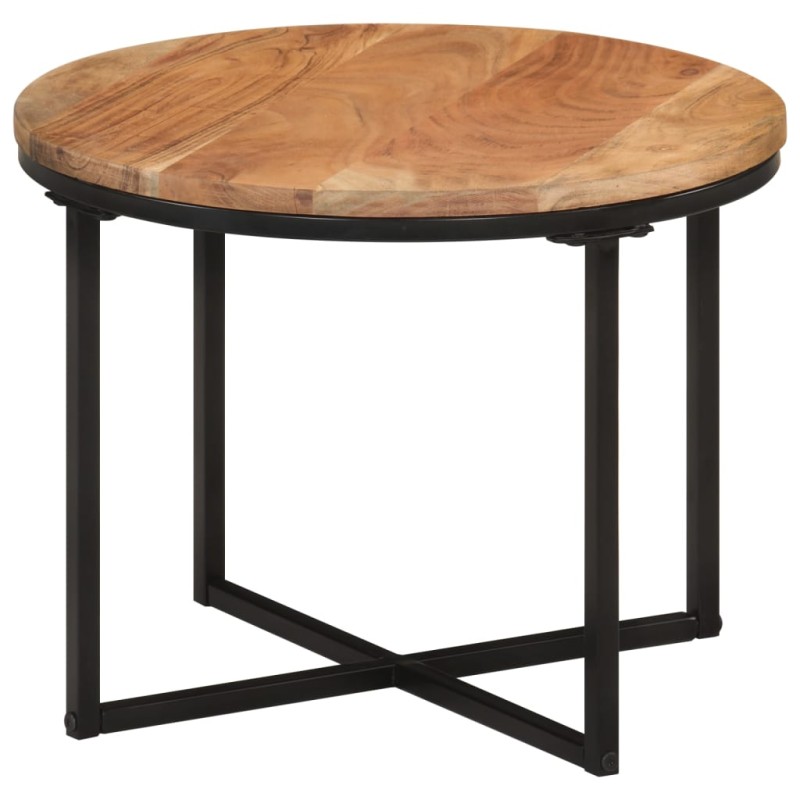 vidaXL Mesa de centro de madera maciza de acacia y hierro 45x45x35 cm vidaXL Mesa de centro de madera maciza de acacia y hierro 45x45x35 cm
