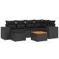 vidaXL Set de comedor de jardín 7 pzas y cojines ratán sintético negro vidaXL Set de comedor de jardín 7 pzas y cojines ratán sintético negro