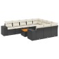 vidaXL Set de sofás de jardín 11 pzas y cojines ratán sintético negro vidaXL Set de sofás de jardín 11 pzas y cojines ratán sintético negro