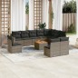 vidaXL Set de sofás de jardín 11 pzas y cojines ratán sintético gris vidaXL Set de sofás de jardín 11 pzas y cojines ratán sintético gris