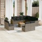 vidaXL Set de sofás de jardín 12 pzas con cojines ratán sintético gris vidaXL Set de sofás de jardín 12 pzas con cojines ratán sintético gris