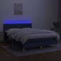 vidaXL Cama box spring colchón y luces LED tela azul 140x190 cm vidaXL Cama box spring colchón y luces LED tela azul 140x190 cm