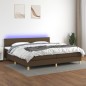 vidaXL Cama box spring con colchón LED tela marrón oscuro 200x200 cm vidaXL Cama box spring con colchón LED tela marrón oscuro 200x200 cm