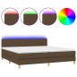 vidaXL Cama box spring con colchón LED tela marrón oscuro 200x200 cm vidaXL Cama box spring con colchón LED tela marrón oscuro 200x200 cm