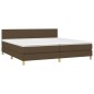 vidaXL Cama box spring con colchón LED tela marrón oscuro 200x200 cm vidaXL Cama box spring con colchón LED tela marrón oscuro 200x200 cm