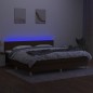 vidaXL Cama box spring con colchón LED tela marrón oscuro 200x200 cm vidaXL Cama box spring con colchón LED tela marrón oscuro 200x200 cm
