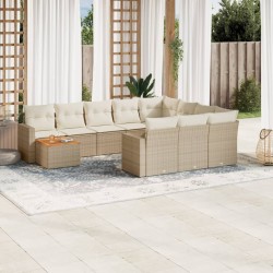 vidaXL Set de sofás de jardín 11pzas con cojines ratán sintético beige