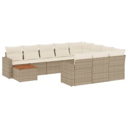 vidaXL Set de sofás de jardín 11pzas con cojines ratán sintético beige
