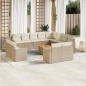 vidaXL Set sofás de jardín con cojines 13 pzas ratán sintético beige vidaXL Set sofás de jardín con cojines 13 pzas ratán sintético beige