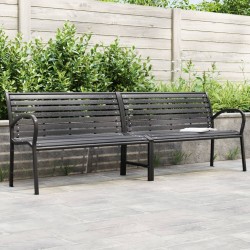vidaXL Banco de jardín doble de acero y WPC 231 cm 
