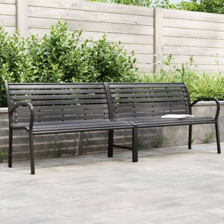 vidaXL Banco de jardín doble de acero y WPC 231 cm 