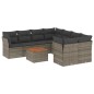 vidaXL Set de muebles de jardín 9 pzas y cojines ratán sintético gris vidaXL Set de muebles de jardín 9 pzas y cojines ratán sintético gris