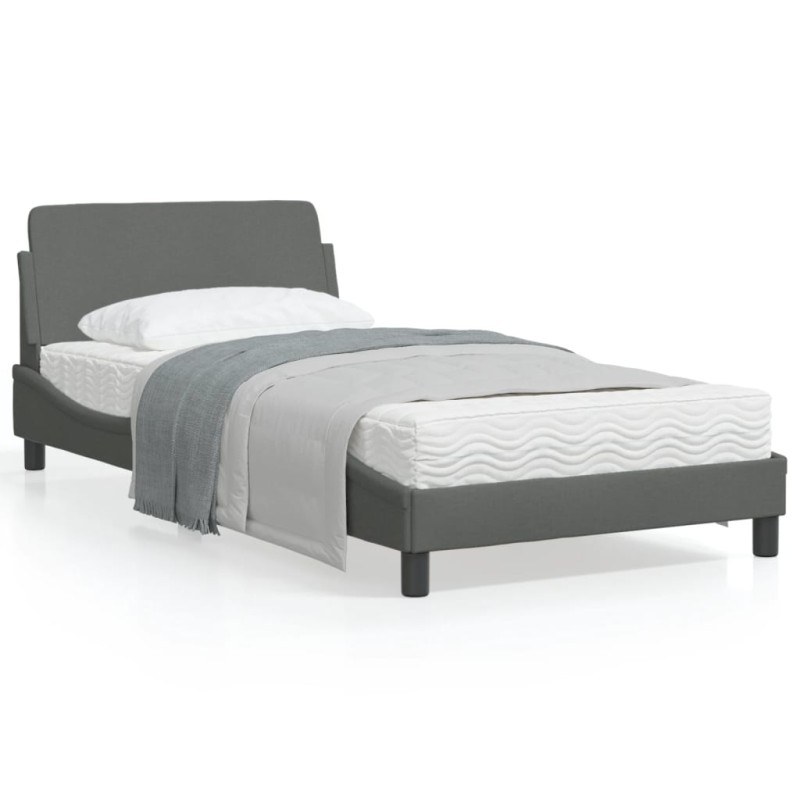 vidaXL Estructura de cama con cabecero de tela gris oscuro 100x200 cm vidaXL Estructura de cama con cabecero de tela gris oscuro 100x200 cm