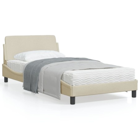 vidaXL Estructura de cama con cabecero de tela color crema 100x200 cm