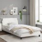 vidaXL Estructura de cama cabecero cuero sintético blanco 100x200 cm