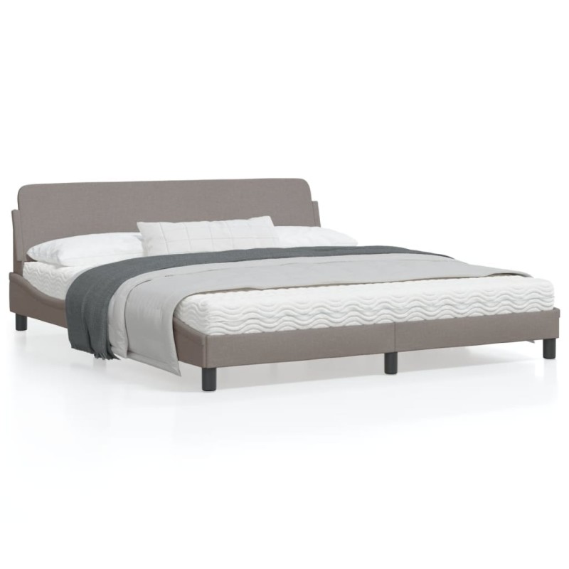 vidaXL Estructura de cama con cabecero de tela gris taupe 180x200 cm