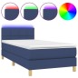 vidaXL Cama box spring con colchón y LED tela azul 80x200 cm
