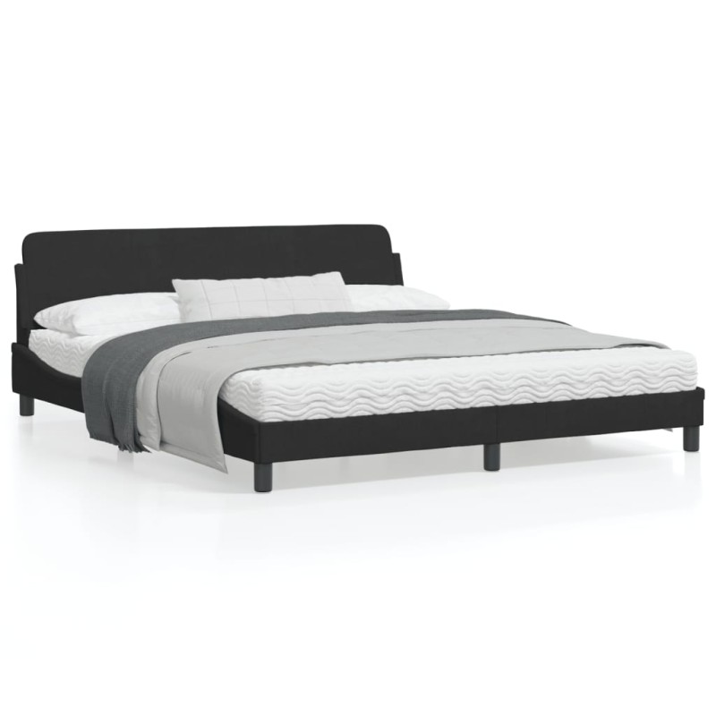 vidaXL Estructura de cama con cabecero de terciopelo negro 180x200 cm