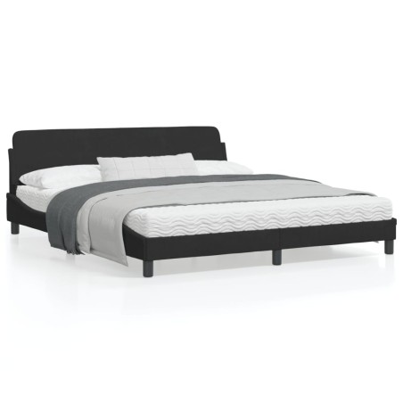vidaXL Estructura de cama con cabecero de terciopelo negro 180x200 cm