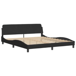 vidaXL Estructura de cama con cabecero de terciopelo negro 180x200 cm
