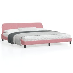 vidaXL Estructura de cama con cabecero de terciopelo rosa 200x200 cm