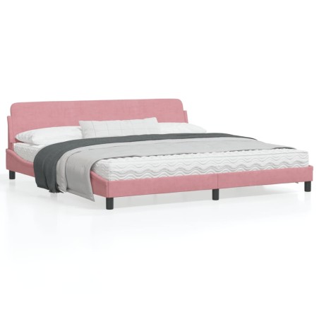 vidaXL Estructura de cama con cabecero de terciopelo rosa 200x200 cm