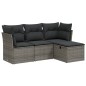 vidaXL Set de sofás de jardín 4 pzas y cojines ratán sintético gris vidaXL Set de sofás de jardín 4 pzas y cojines ratán sintético gris