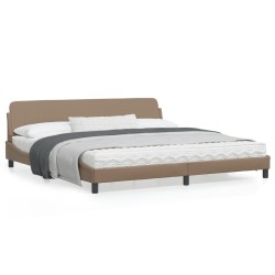 vidaXL Estructura de cama cabecero cuero sintético capuchino 200x200cm
